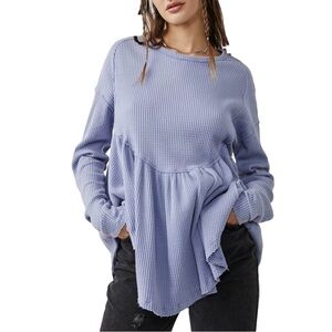 Free People Oh My Babydoll Sweater Top, Frozen Violet, Size Large